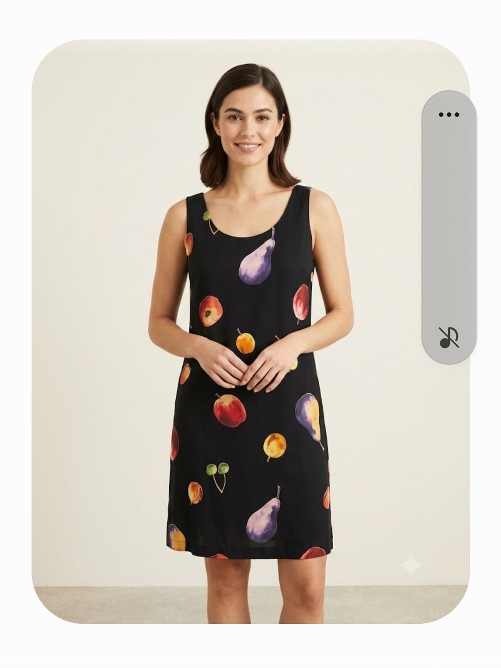 Tessutp Black Fruit-Print Sleeveless Mini Dress